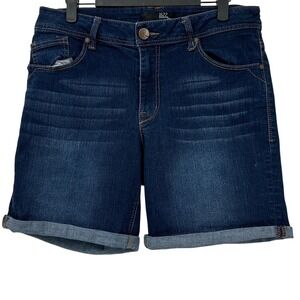 1822 Denim Womens Size 12 Dark Wash Cuffed Mid Rise Stretch Jean Shorts Blue